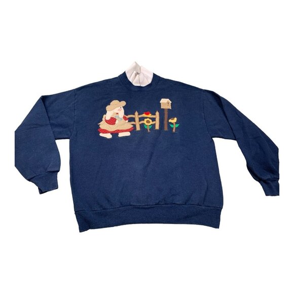 Jerzees Sweaters - Vintage Jerzees Sweatshirt Womens XL Country Cottage Sunflower Birdhouse Grandma
